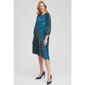 Chico's Twill Asymmetrical‎ Midi Dress Silk Blend Size 6